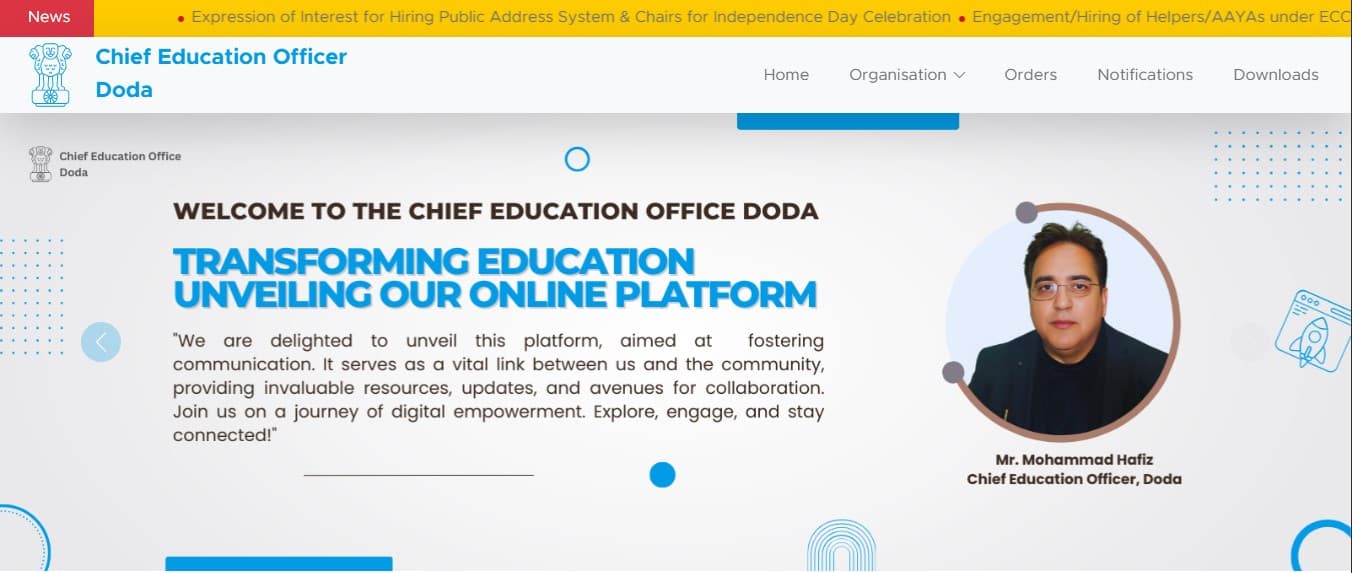 Public-Facing Website Chief Education Office Doda